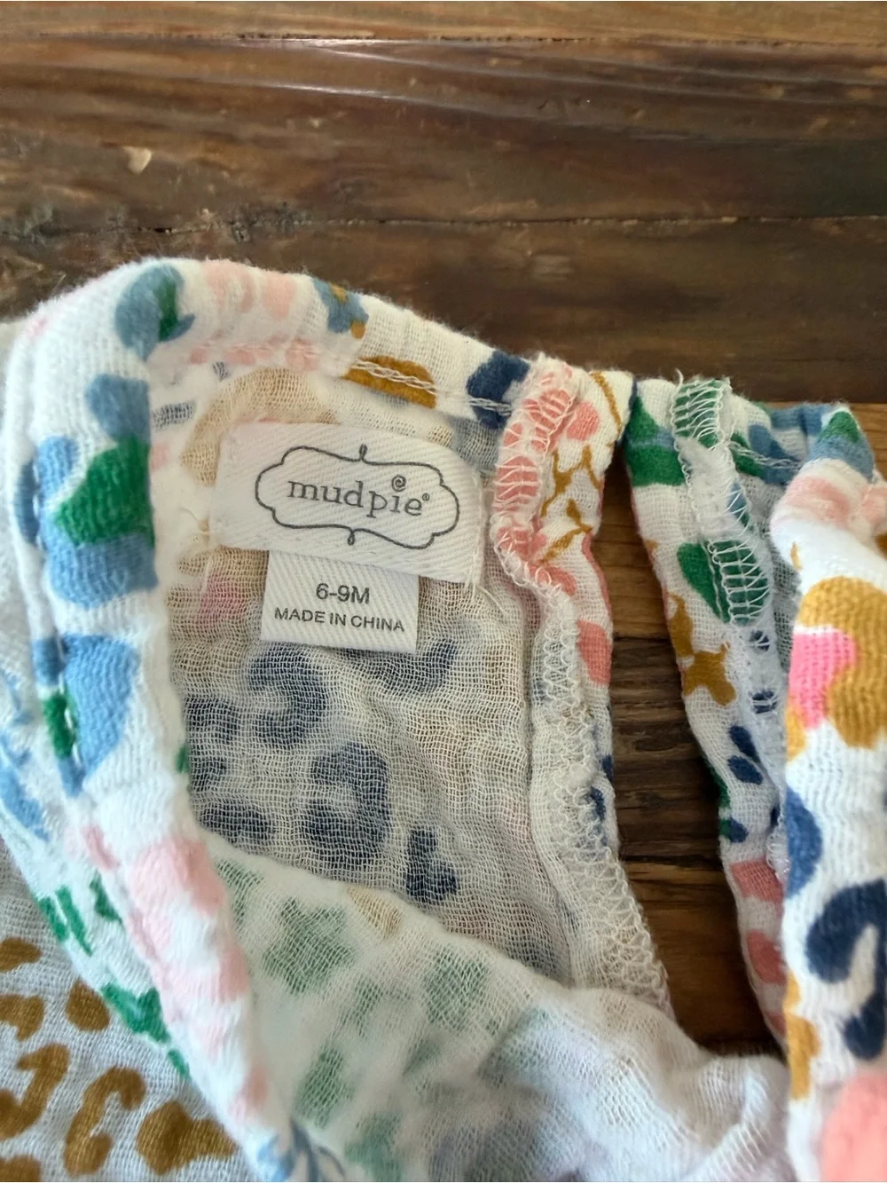 Mud Pie 6-9 MONTHS Multicolor Leopard Print Baby Romper
